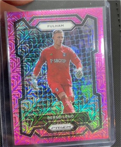 2023-24 Panini Prizm Premier League #157 Bernd Leno Pink Mosaic Fulham — front