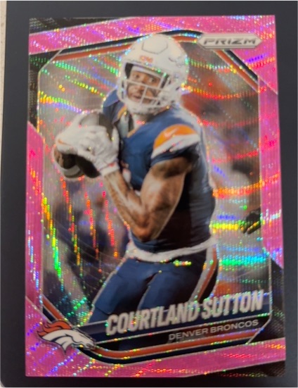 2024 Panini Prizm #86 Courtland Sutton Pink Wave Denver Broncos — front