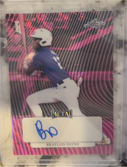 2023 Leaf Metal Perfect Game Braylon Payne Pink Wave Proof Auto — front