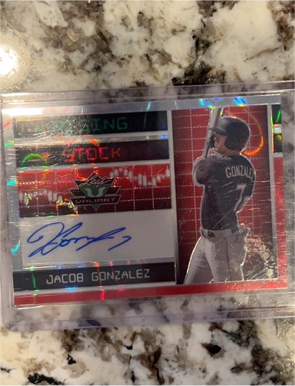 2023 Leaf Eclectic Valiant Rising Stock #Jacob Gonzalez — front