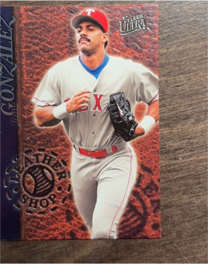 1997 Fleer Ultra #5 Juan Gonzalez Leather Shop — front
