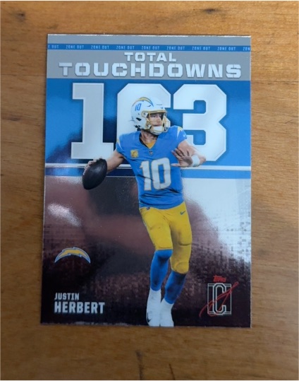 2025 Topps Zone Out Total Touchdowns #ZO-15 Justin Herbert — front