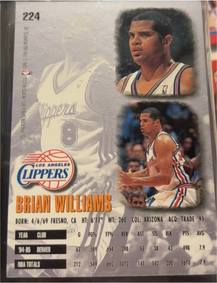 1995-96 Ultra #224 Brian Williams — front