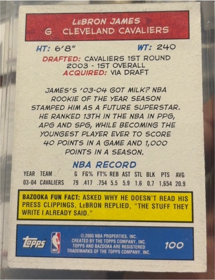 2004-05 Topps Bazooka Comics #10 LeBron James — front