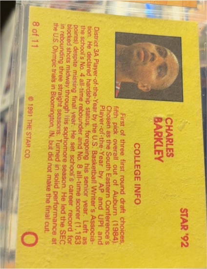1992 Star #8 of 11 Charles Barkley — front