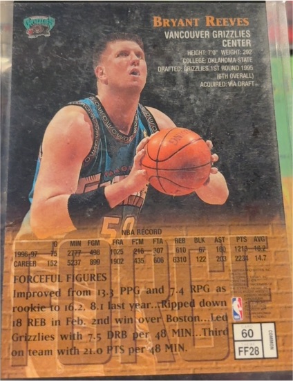 1996-97 Topps Finest #45 Bryant Reeves — front