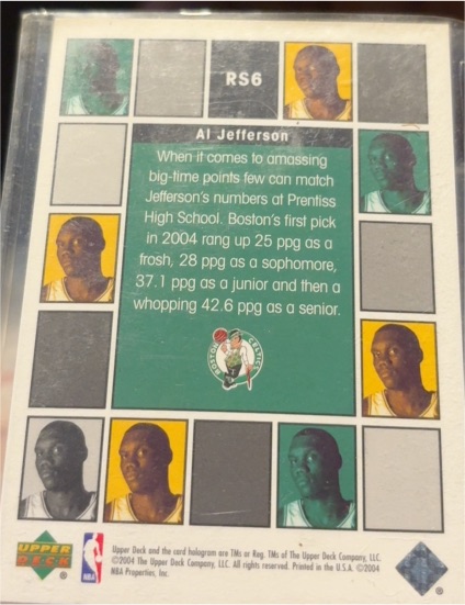 2004 Upper Deck R-Class #RS6 Al Jefferson — front