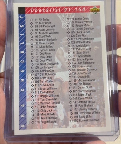 1991 Upper Deck Checklist #91-150 — front