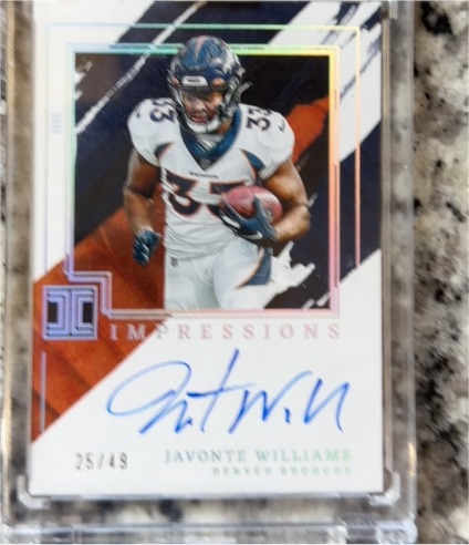 2022 Panini Impeccable Impressions #II-JWI Javonte Williams — front