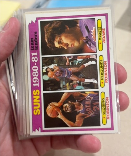 1981-82 Topps #60 Phoenix Suns Team Leaders Leonard Robinson / Alvan Adams — front