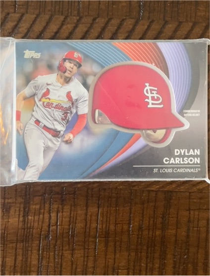 2022 Topps Update #BH-DC Dylan Carlson Commemorative Batting Helmet — front