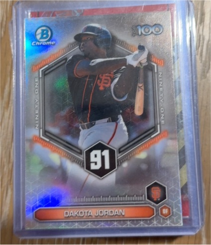 2026 Bowman Chrome Top 100 #BTP-91 Dakota Jordan — front