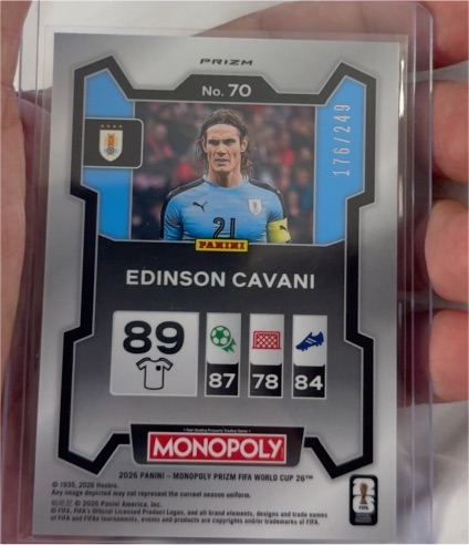2026 Panini Prizm Monopoly FIFA World Cup #70 Edinson Cavani — front