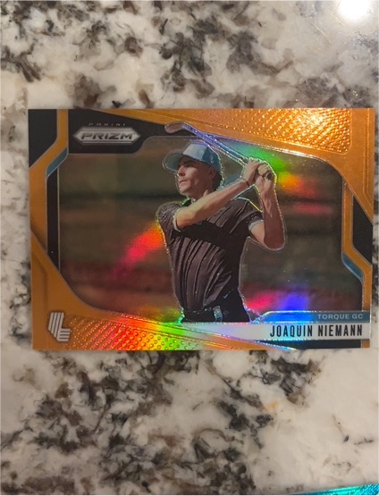 2025 Panini Prizm LIV Golf #22 Joaquin Niemann Torque GC Orange Prizm — front