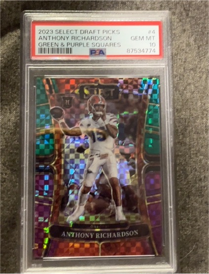 2023 Panini Select Draft Picks #4 Anthony Richardson Green & Purple Squares — front