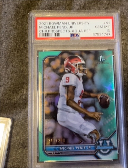 2021 Bowman University #41 Michael Penix Jr. Chrome Prospects Aqua Refractor — front