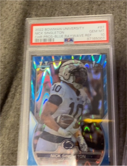 2022 Bowman University Chrome #87 Nick Singleton Blue Raywave Refractor — front