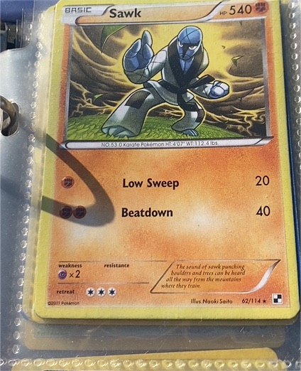 2011 Pokémon Black & White #62 Sawk — front
