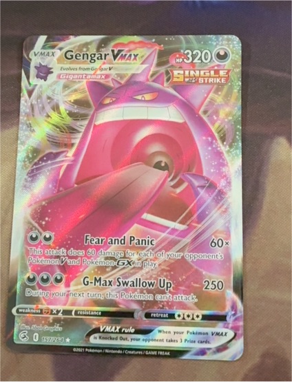 2021 Pokémon SWSH08 Fusion Strike #157 Gengar VMAX Gigantamax — front