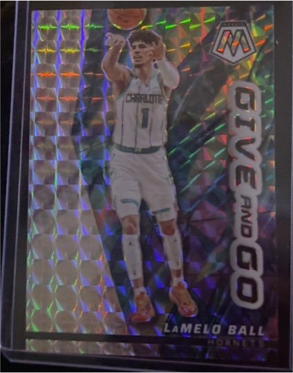 2022-23 Panini Mosaic #1 LaMelo Ball Give and Go Green Mosaic Prizm — front