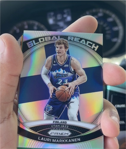 2023-24 Panini Prizm #8 Lauri Markkanen Global Reach Prizms Silver Utah Jazz — front