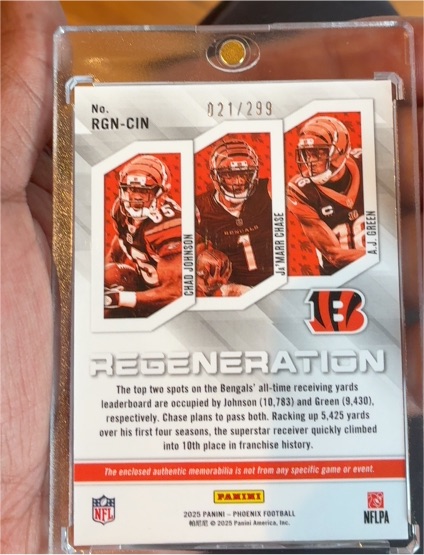 2025 Panini Phoenix Regeneration #RGN-CIN Chad Johnson Ja'Marr Chase A.J. Green — front