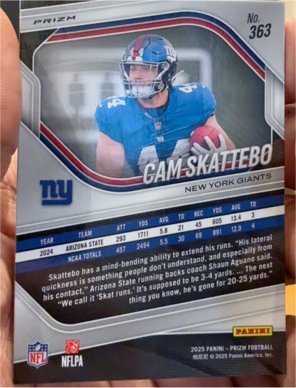 2025 Panini Prizm #363 Cam Skattebo — front