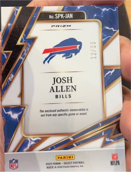 2025 Panini Select Prizm SPK-JAN #12/99 Josh Allen — front