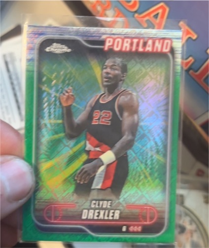 2024-25 Topps Chrome #30 Clyde Drexler Green Logo Refractor — front
