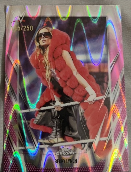 2026 Topps Chrome WWE #11 Becky Lynch Pink Mini Diamond Refractor /250 — front