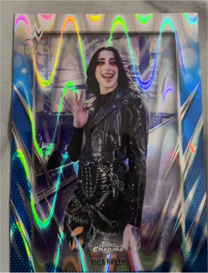 2026 Topps Chrome WWE #20 Rhea Ripley Blue Refractor /150 — front