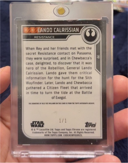 2023 Topps Chrome Star Wars Black Wave 77 Billy Dee Williams as Lando Calrissian — front