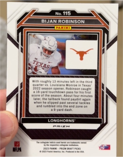 2023 Panini Prizm Draft Picks #115 Bijan Robinson — front