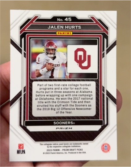 2023 Panini Prizm Draft Picks #45 Jalen Hurts — front
