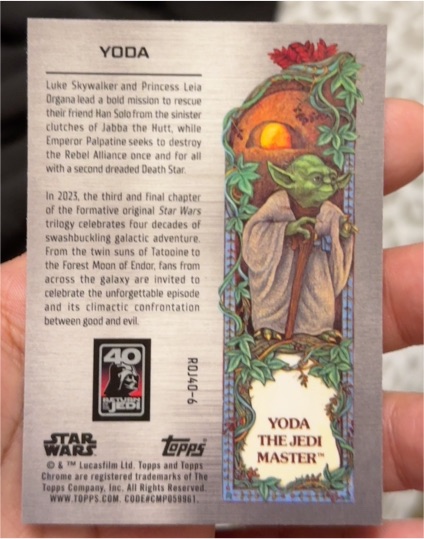 2023 Topps Chrome Star Wars Return of the Jedi 40th Anniversary #ROJ40-6 Yoda — front