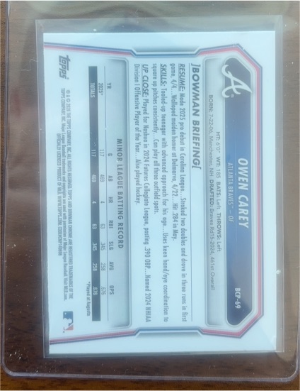 2024 Bowman Chrome 1st Bowman Prospects #BCP-69 Owen Carey — front