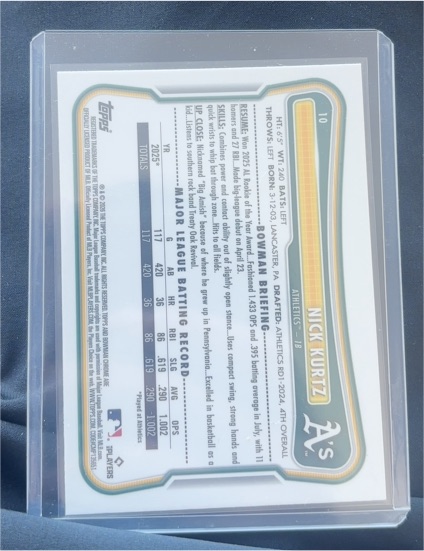 2026 Bowman #10 Nick Kurtz — front