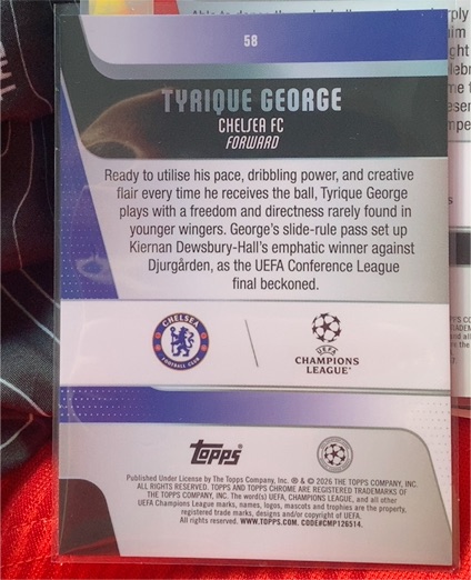2026 Topps Chrome UEFA #58 Tyrique George — front