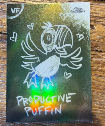 2026 Topps Chrome VeeFriends #C-17 Productive Puffin Chalkboard — front