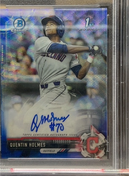2017 Bowman Chrome #CDAQH Quentin Holmes 1st Bowman RC Auto Blue Wave Refractor — front