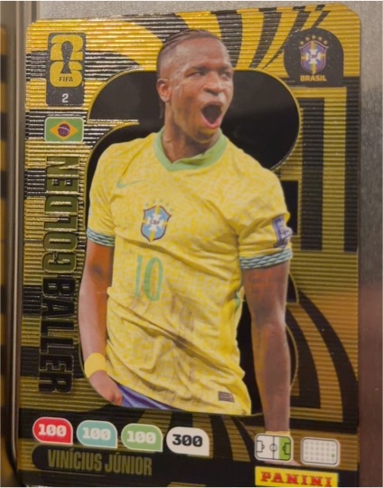 2026 Panini Adrenalyn XL FIFA World Cup #2 Vinícius Júnior Golden Baller Brazil — front