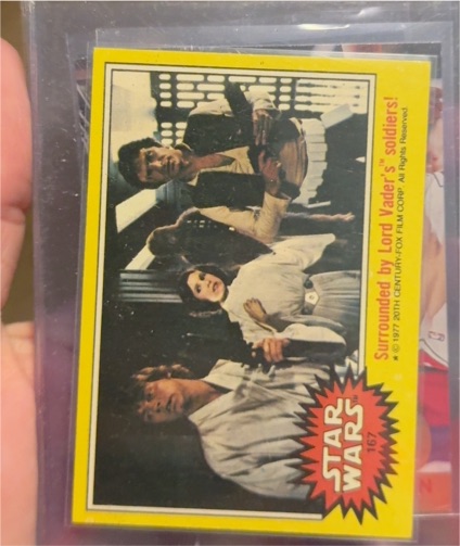 1977 Topps Star Wars #167 Surrounded by Lord Vader's soldiers — front