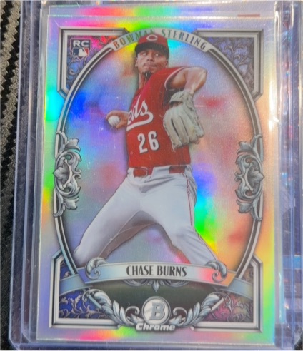 2026 Bowman Chrome #BST-10 Chase Burns Bowman Sterling Rookie Refractor — front