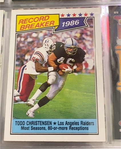 1987 Topps #2 Todd Christensen Record Breaker — front