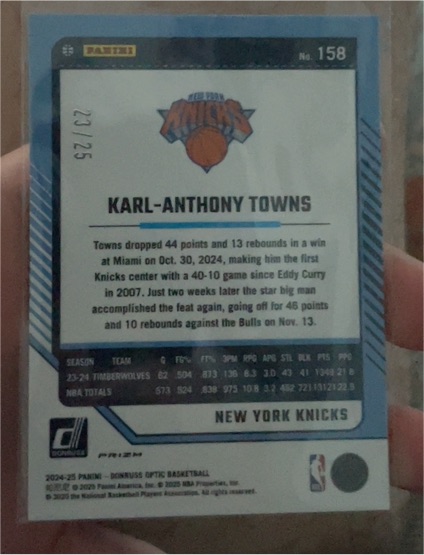 2024-25 Donruss Optic #158 Karl-Anthony Towns — front