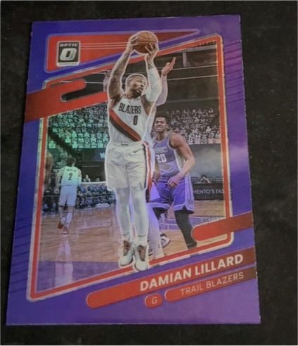 2021-22 Panini Donruss Optic #118 Damian Lillard Purple Prizm — front