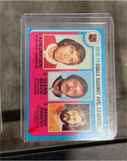 1979-80 Topps #6 Goals Against/Average Leaders Ken Dryden Glenn Resch Bernie Parent — front