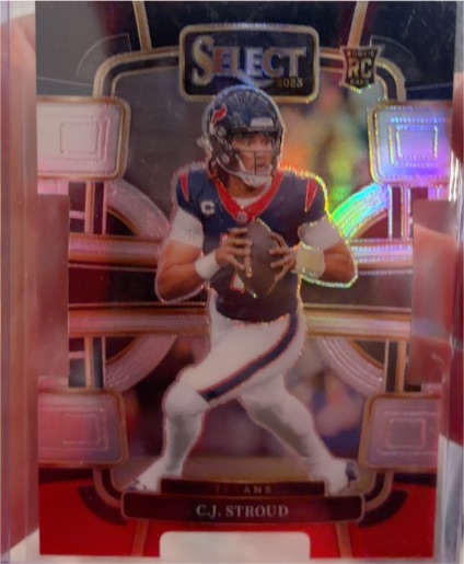 2023 Panini Select #41 C.J. Stroud Red and Blue Prizm Die-Cut Rookie — front