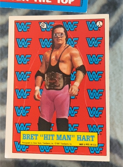 1987 Topps WWF #1 Bret "Hitman" Hart Sticker — front