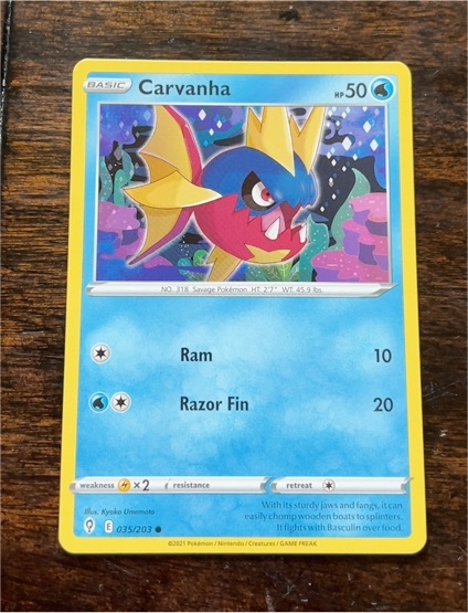 2021 Pokémon TCG Evolving Skies #035 Carvanha — front